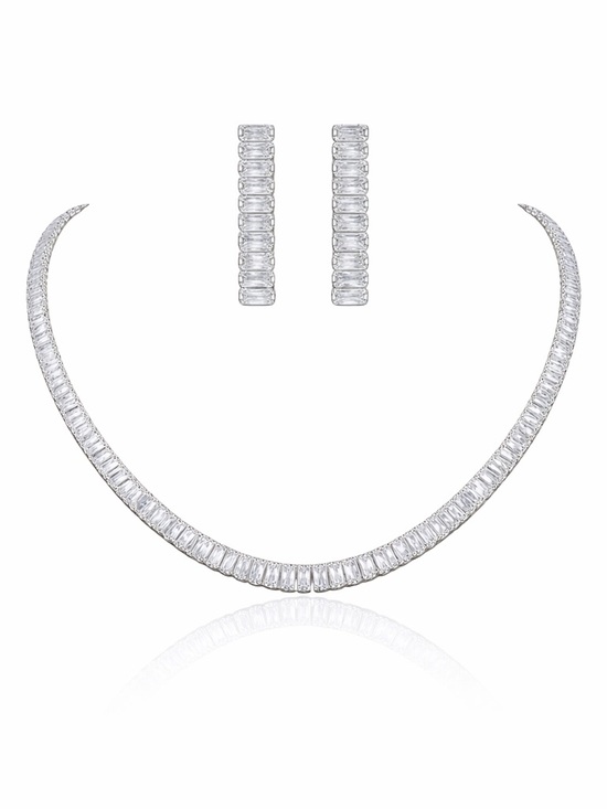 Handmade Jewelry - Baguette Simulated Diamond Tennis Necklace